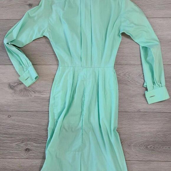 Vintage Dress 50s 60s Mint Green Vanity Fair Belt Size 5 XS pencil Sheath long - Picture 2 of 11